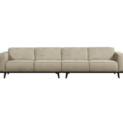 Statement xl 4-zits bank 372 cm structure velvet wheatfield