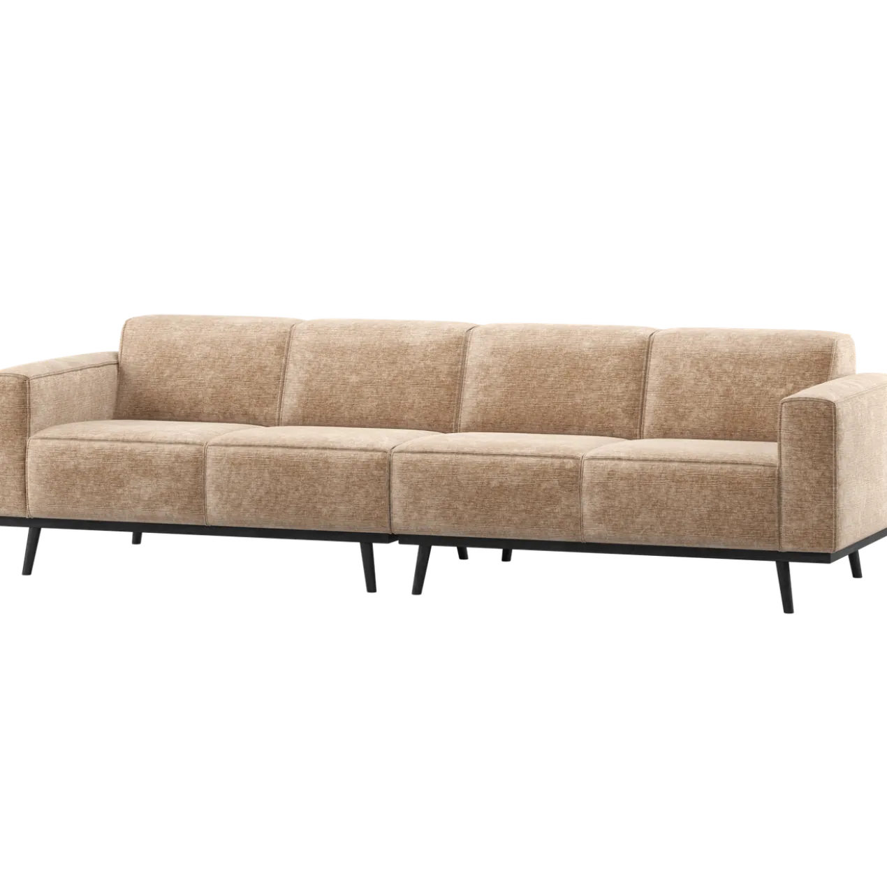 Statement 4-zits bank 280 cm chenille velvet perzikroze