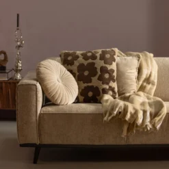 Statement 3-zits bank 230 cm structure velvet wheatfield