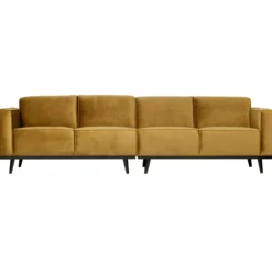 Statement 4-zits bank 280 cm velvet honinggeel