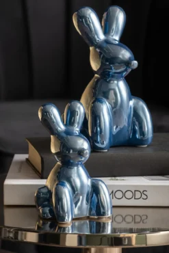 Statue Balloon Bunny large ceramic white plated