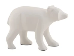 Statue Bear metal matt white