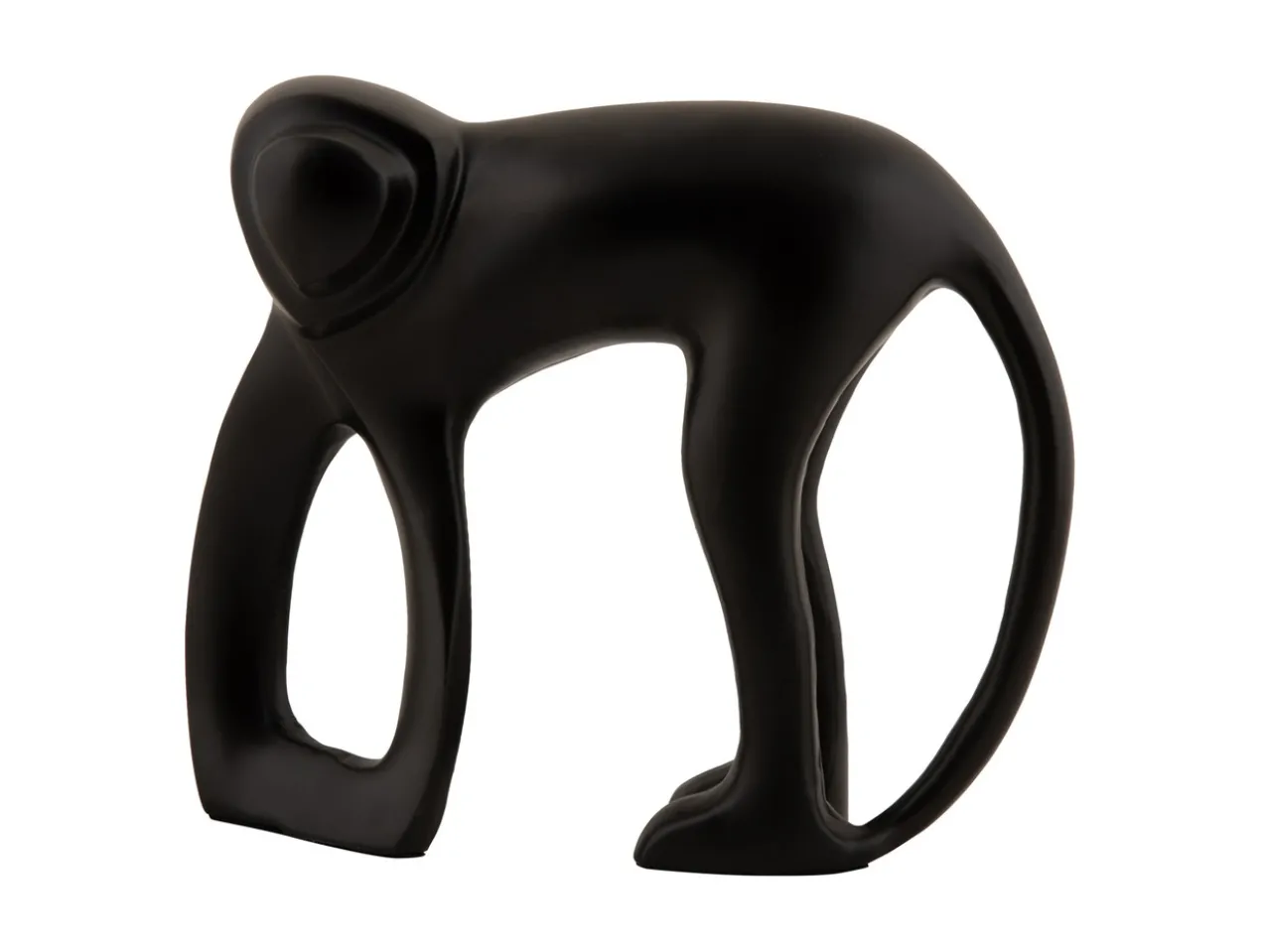 Statue Monkey metal matt black