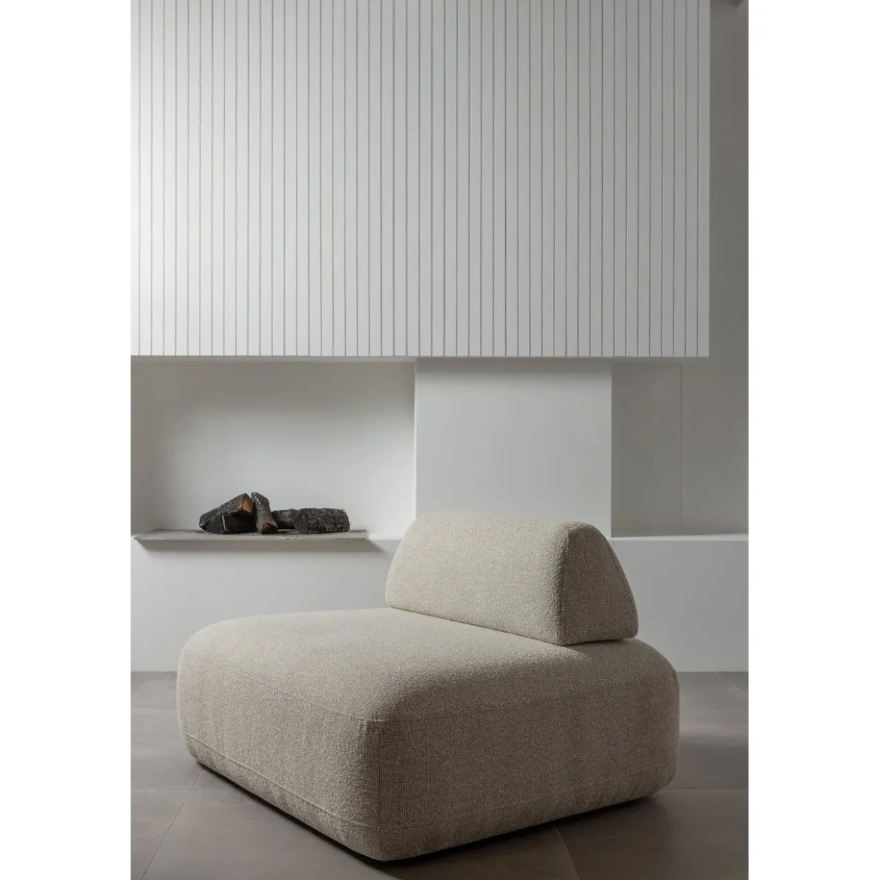 Sterck fauteuil met verplaatsbare rugleuning boucle naturel