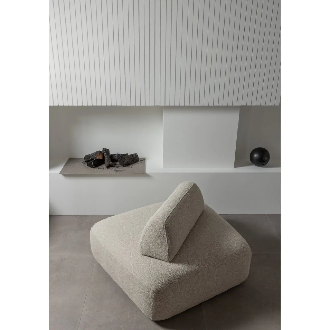 Sterck fauteuil met verplaatsbare rugleuning boucle naturel