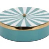 Storage box Candy Swirl round large enamel turquoise blue & white