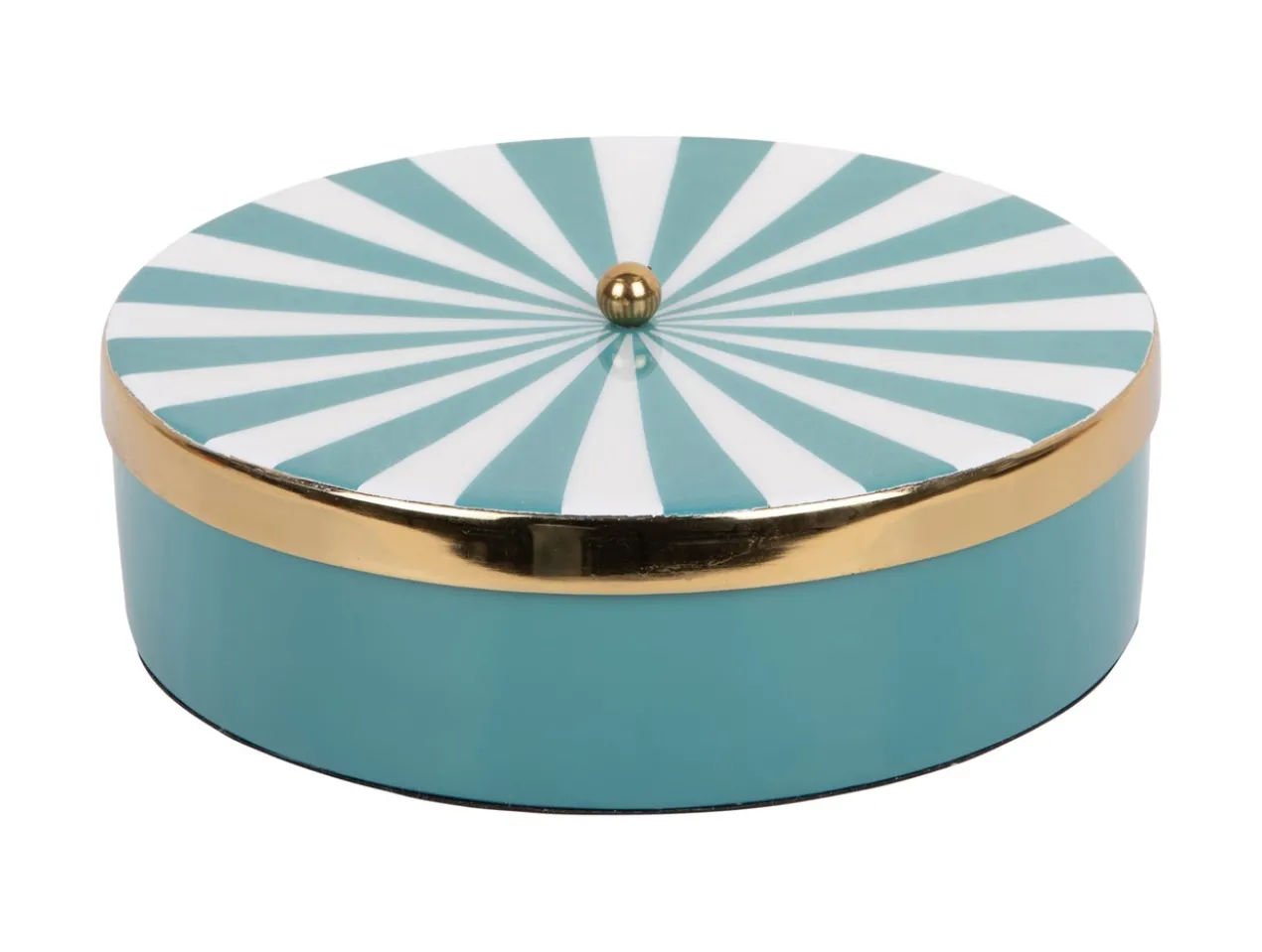 Storage box Candy Swirl round large enamel turquoise blue & white