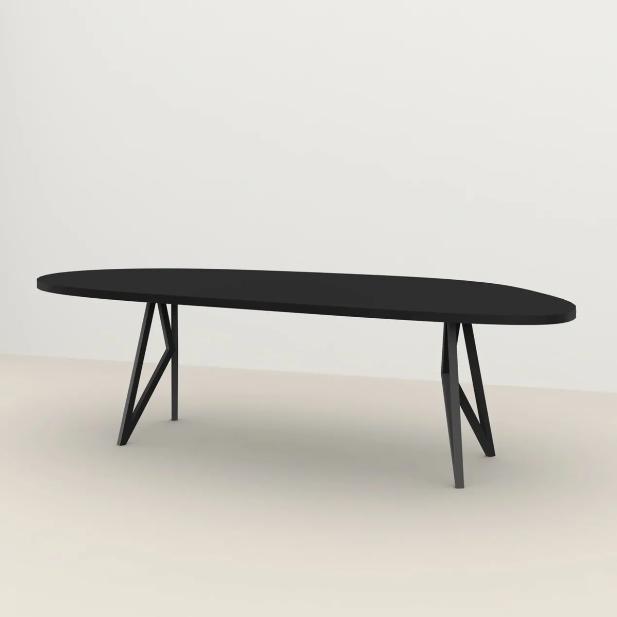 Studio HENK tafel Butterfly Blob - zwart frame, HPL Fenix nero ingo 220 x 100 | HPL Fenix Nero Ingo | Rechte Rand | Frame Zwart