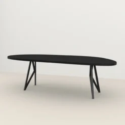Studio HENK tafel Butterfly Blob - zwart frame, HPL Fenix nero ingo 280 x 100 | HPL Fenix Nero Ingo | Rechte Rand | Frame Zwart