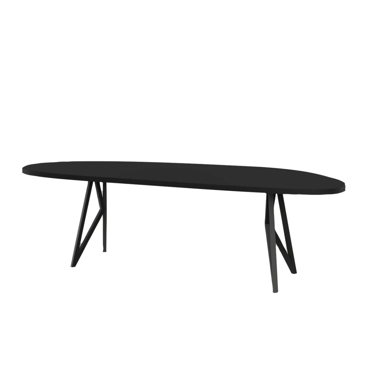 Studio HENK tafel Butterfly Blob - zwart frame, HPL Fenix nero ingo 280 x 100 | HPL Fenix Nero Ingo | Rechte Rand | Frame Zwart