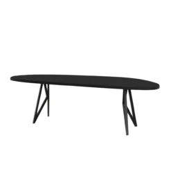 Studio HENK tafel Butterfly Blob - zwart frame, HPL Fenix nero ingo 300 x 100 | HPL Fenix Nero Ingo | Rechte Rand | Frame Zwart