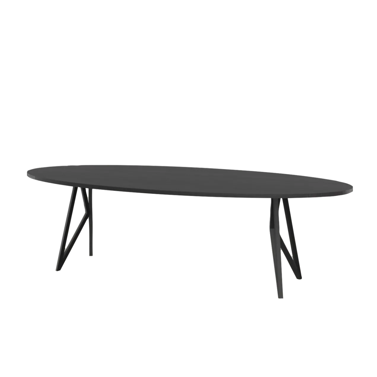 Studio HENK tafel Butterfly Ovaal - zwart frame, zwarte beits 200 x 120 | Zwarte Beits | Rechte Rand | Frame Zwart