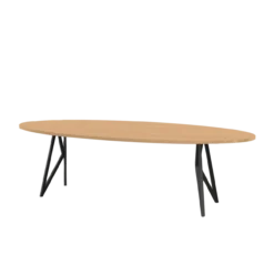 Studio HENK tafel Butterfly Ovaal - zwart frame, hardwax light 3041 280 x 120 | HWO NL 3041 | Rechte Rand | Frame Zwart