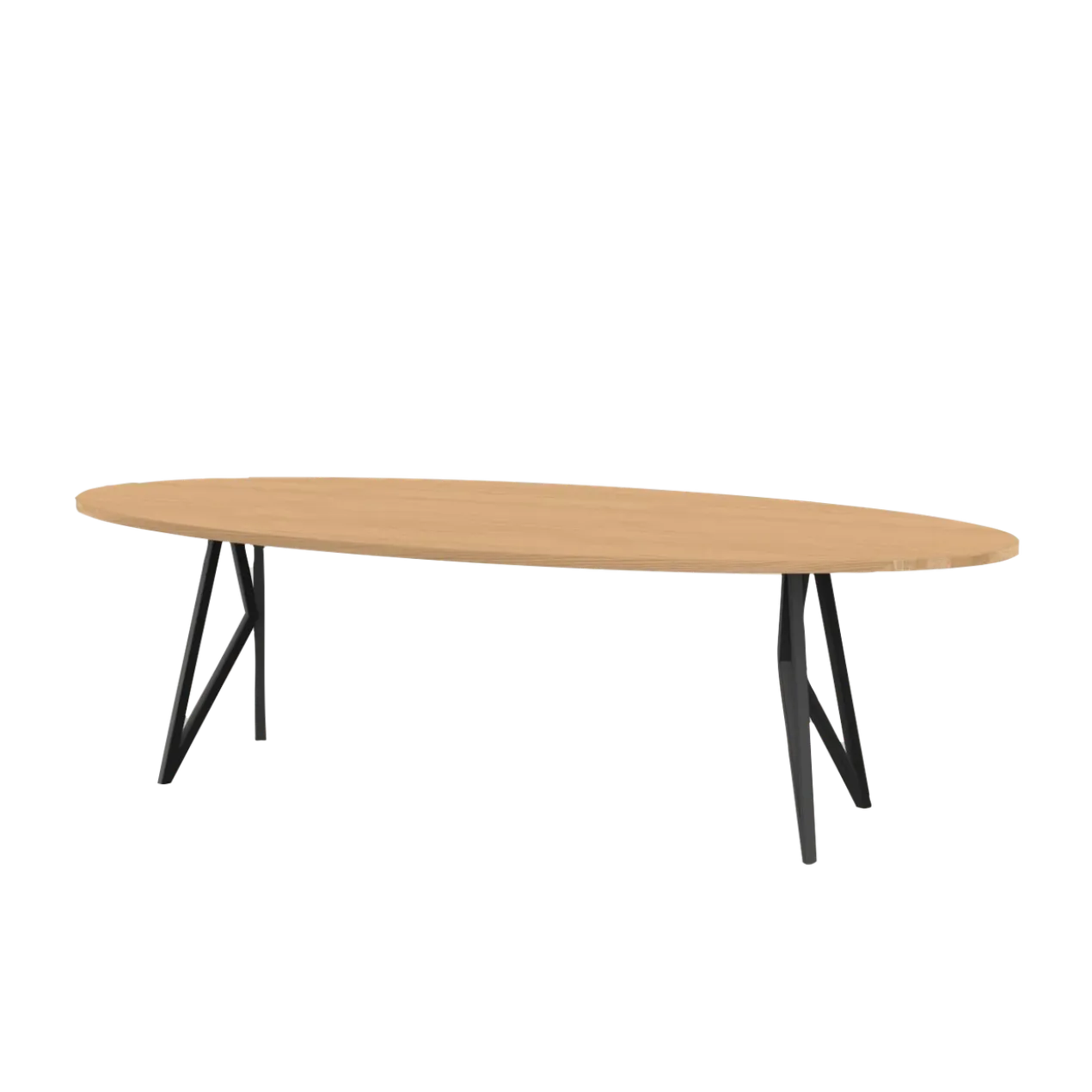 Studio HENK tafel Butterfly Ovaal - zwart frame, hardwax light 3041 280 x 120 | HWO NL 3041 | Rechte Rand | Frame Zwart