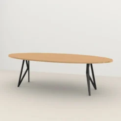 Studio HENK tafel Butterfly Ovaal - zwart frame, hardwax light 3041 280 x 120 | HWO NL 3041 | Rechte Rand | Frame Zwart