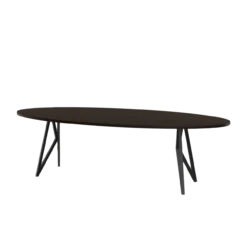 Studio HENK tafel Butterfly Ovaal - zwart frame, gerookte beits 240 x 120 | Gerookte Beits | Rechte Rand | Frame Zwart