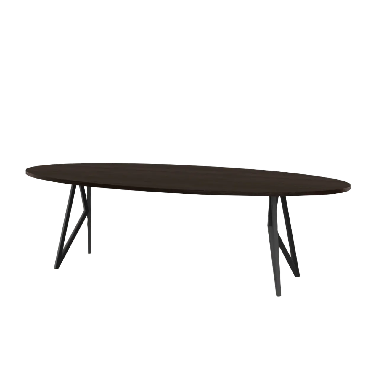 Studio HENK tafel Butterfly Ovaal - zwart frame, gerookte beits 240 x 120 | Gerookte Beits | Rechte Rand | Frame Zwart