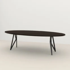 Studio HENK tafel Butterfly Ovaal - zwart frame, gerookte beits 280 x 120 | Gerookte Beits | Rechte Rand | Frame Zwart