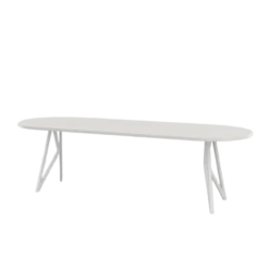 Studio HENK tafel Butterfly Plat ovaal - wit frame, HPL Fenix bianco kos 200 x 90 | HPL Fenix Bianco Kos | Rechte Rand | Frame Wit