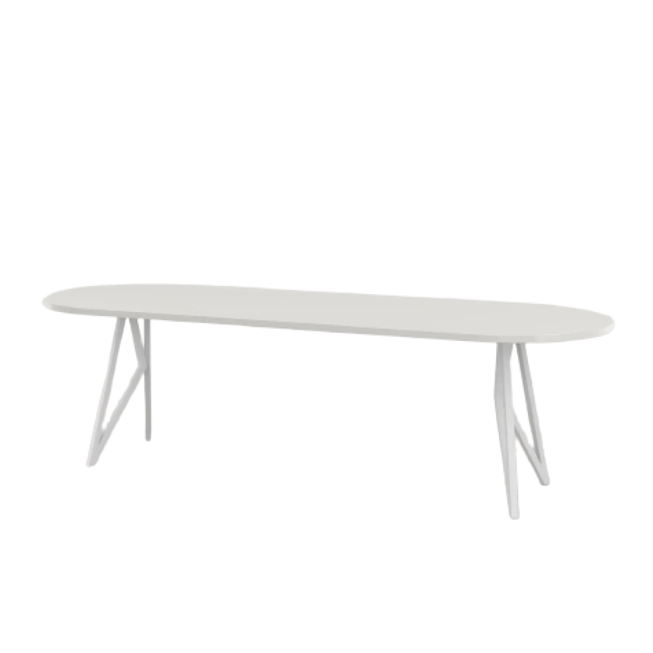 Studio HENK tafel Butterfly Plat ovaal - wit frame, HPL Fenix bianco kos 200 x 90 | HPL Fenix Bianco Kos | Rechte Rand | Frame Wit