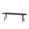 Studio HENK tafel Butterfly Plat ovaal - zwart frame, zwarte beits 260 x 90 | Zwarte Beits | Rechte Rand | Frame Zwart