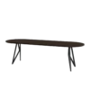 Studio HENK tafel Butterfly Plat ovaal - zwart frame, gerookte beits 280 x 90 | Gerookte Beits | Rechte Rand | Frame Zwart