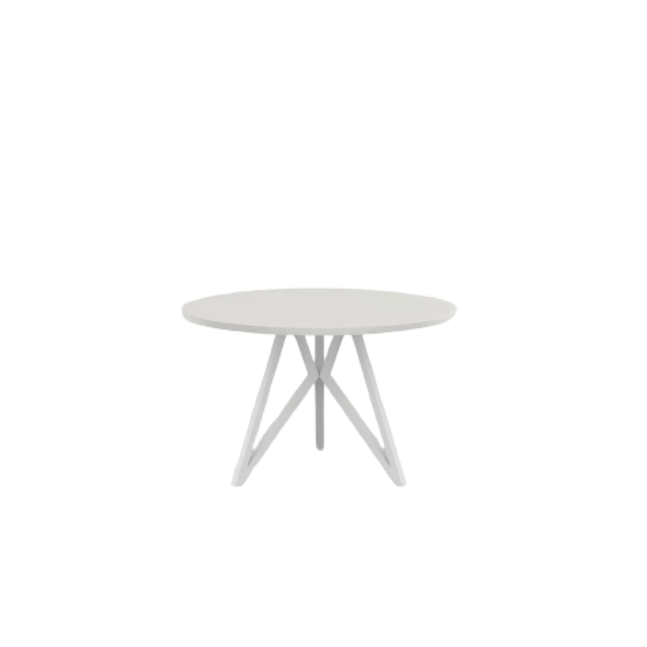 Studio HENK tafel Butterfly Rond Tripod - wit frame, HPL Fenix bianco kos ⌀100 | HPL Fenix Bianco Kos | Rechte Rand | Frame Wit