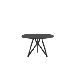 Studio HENK tafel Butterfly Rond Tripod - zwart frame, zwarte beits ⌀100 | Zwarte Beits | Rechte Rand | Frame Zwart