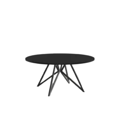 Studio HENK tafel Butterfly Rond QuadpodXL - zwart frame, HPL Fenix nero ingo ⌀160 | HPL Fenix Nero Ingo | Rechte Rand | Frame Zwart