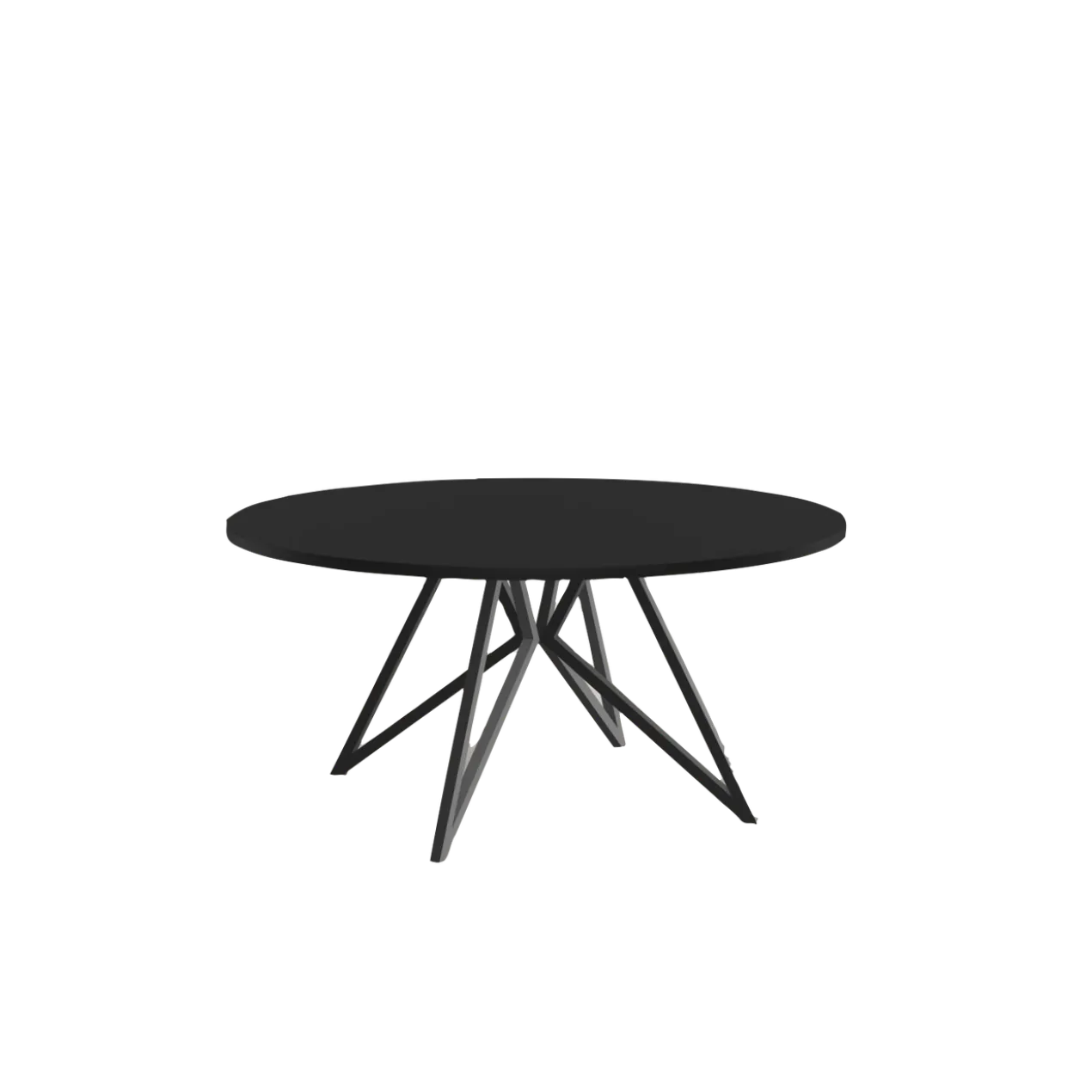 Studio HENK tafel Butterfly Rond QuadpodXL - zwart frame, HPL Fenix nero ingo ⌀160 | HPL Fenix Nero Ingo | Rechte Rand | Frame Zwart