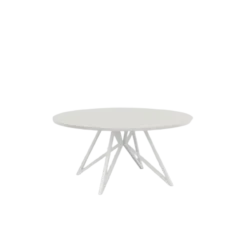 Studio HENK tafel Butterfly Rond QuadpodXL - zwart frame, HPL Fenix bianco kos ⌀160 | HPL Fenix Bianco Kos | Rechte Rand | Frame Zwart