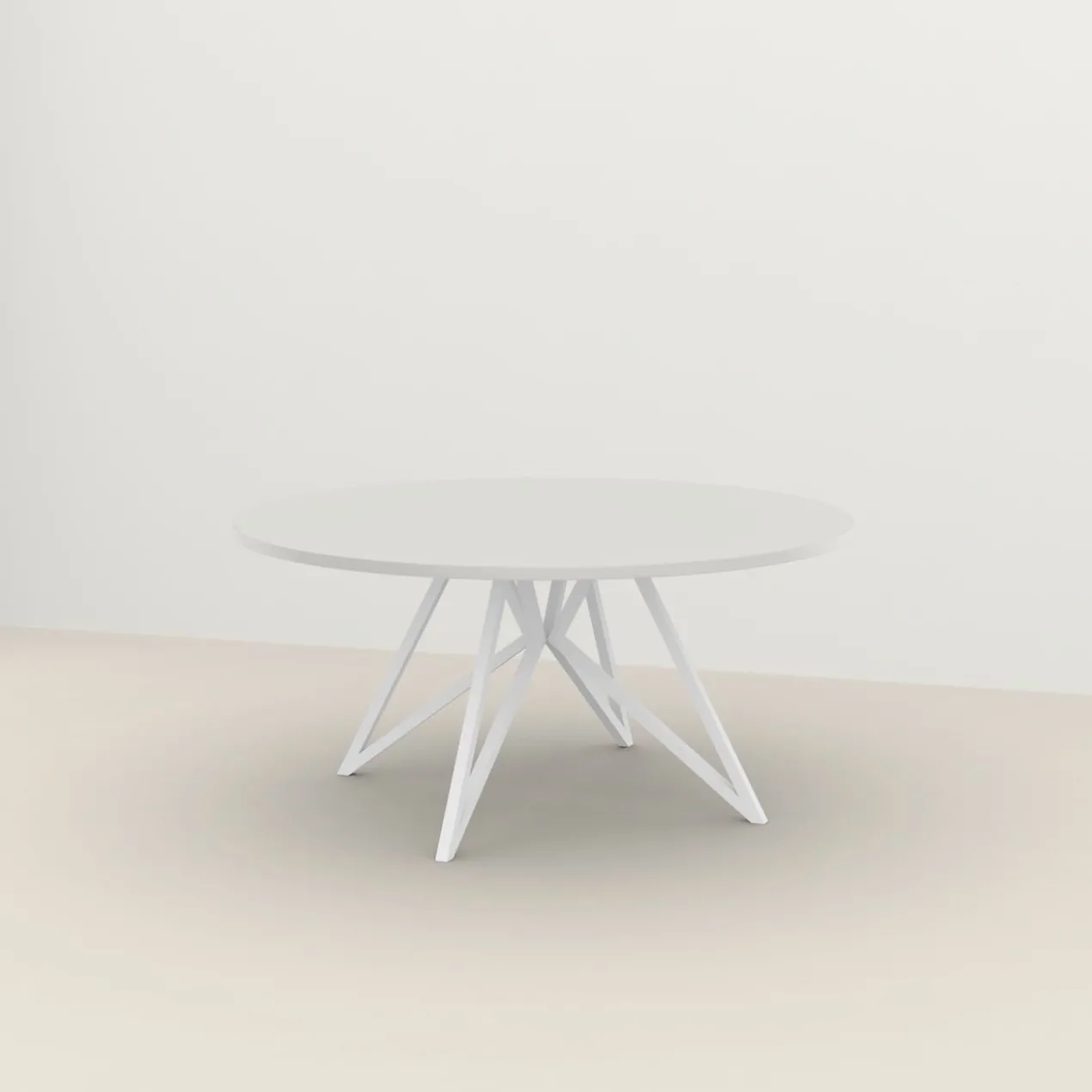 Studio HENK tafel Butterfly Rond QuadpodXL - zwart frame, HPL Fenix bianco kos ⌀160 | HPL Fenix Bianco Kos | Rechte Rand | Frame Zwart