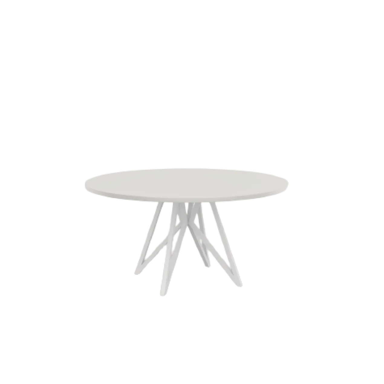Studio HENK tafel Butterfly Rond Quadpod - wit frame, HPL Fenix bianco kos ⌀130 | HPL Fenix Bianco Kos | Rechte Rand | Frame Zwart
