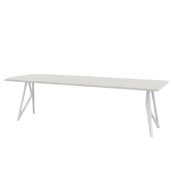 Studio HENK tafel Butterfly Rechthoekig - wit frame, HPL Fenix bianco kos 160 x 90 | HPL Fenix Bianco Kos | Rechte Rand | Frame Wit