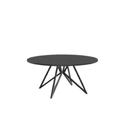 Studio HENK tafel Butterfly Rond QuadpodXL - zwart frame, zwarte beits ⌀170 | Zwarte Beits | Rechte Rand | Frame Zwart