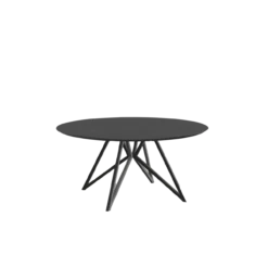Studio HENK tafel Butterfly Rond QuadpodXL - zwart frame, zwarte beits ⌀170 | Zwarte Beits | Verjongde Rand | Frame Zwart