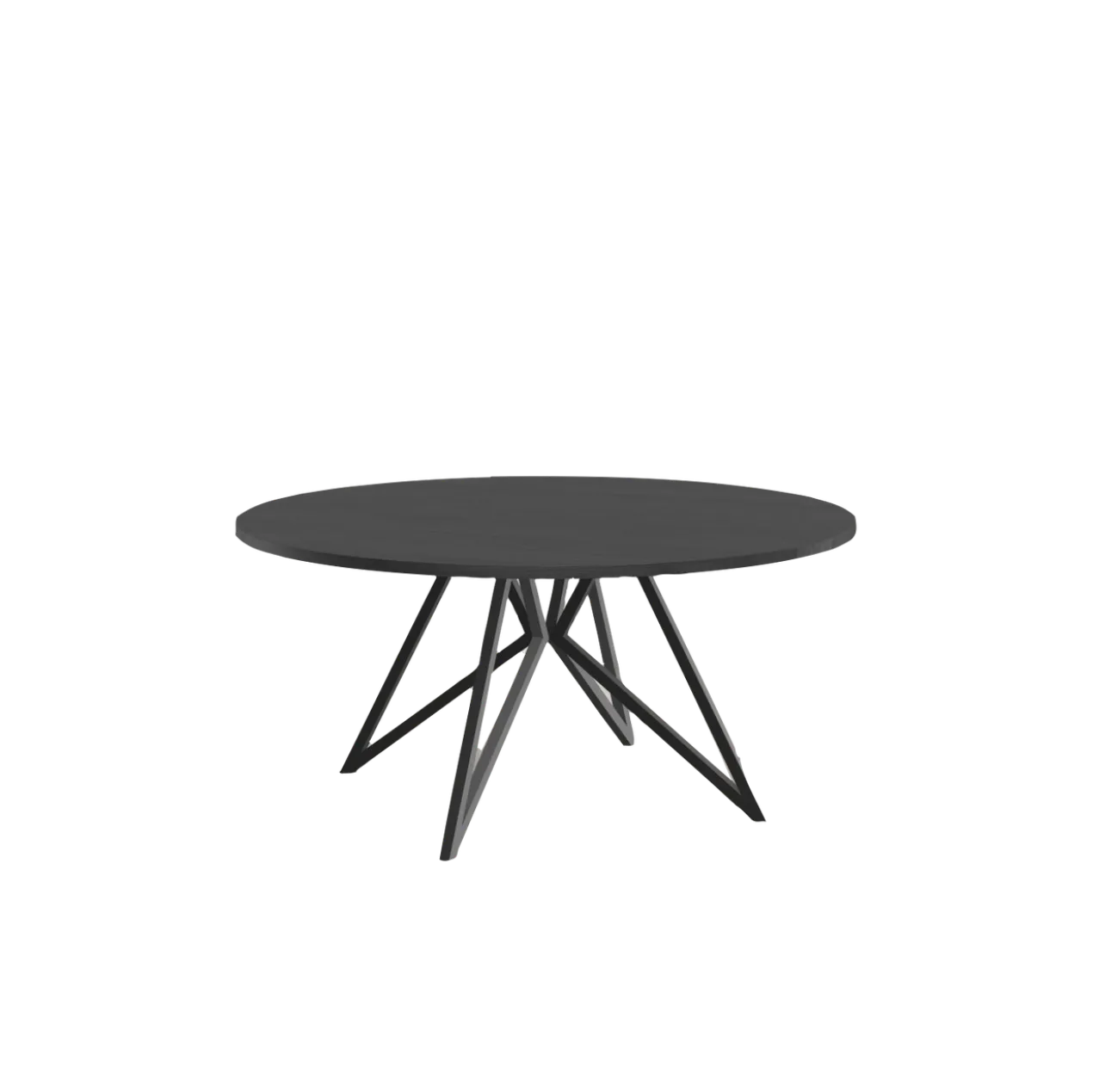 Studio HENK tafel Butterfly Rond QuadpodXL - zwart frame, zwarte beits ⌀180 | Zwarte Beits | Rechte Rand | Frame Zwart