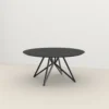 Studio HENK tafel Butterfly Rond QuadpodXL - zwart frame, zwarte beits ⌀180 | Zwarte Beits | Verjongde Rand | Frame Zwart