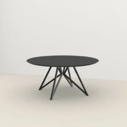 Studio HENK tafel Butterfly Rond QuadpodXL - zwart frame, zwarte beits ⌀180 | Zwarte Beits | Verjongde Rand | Frame Zwart