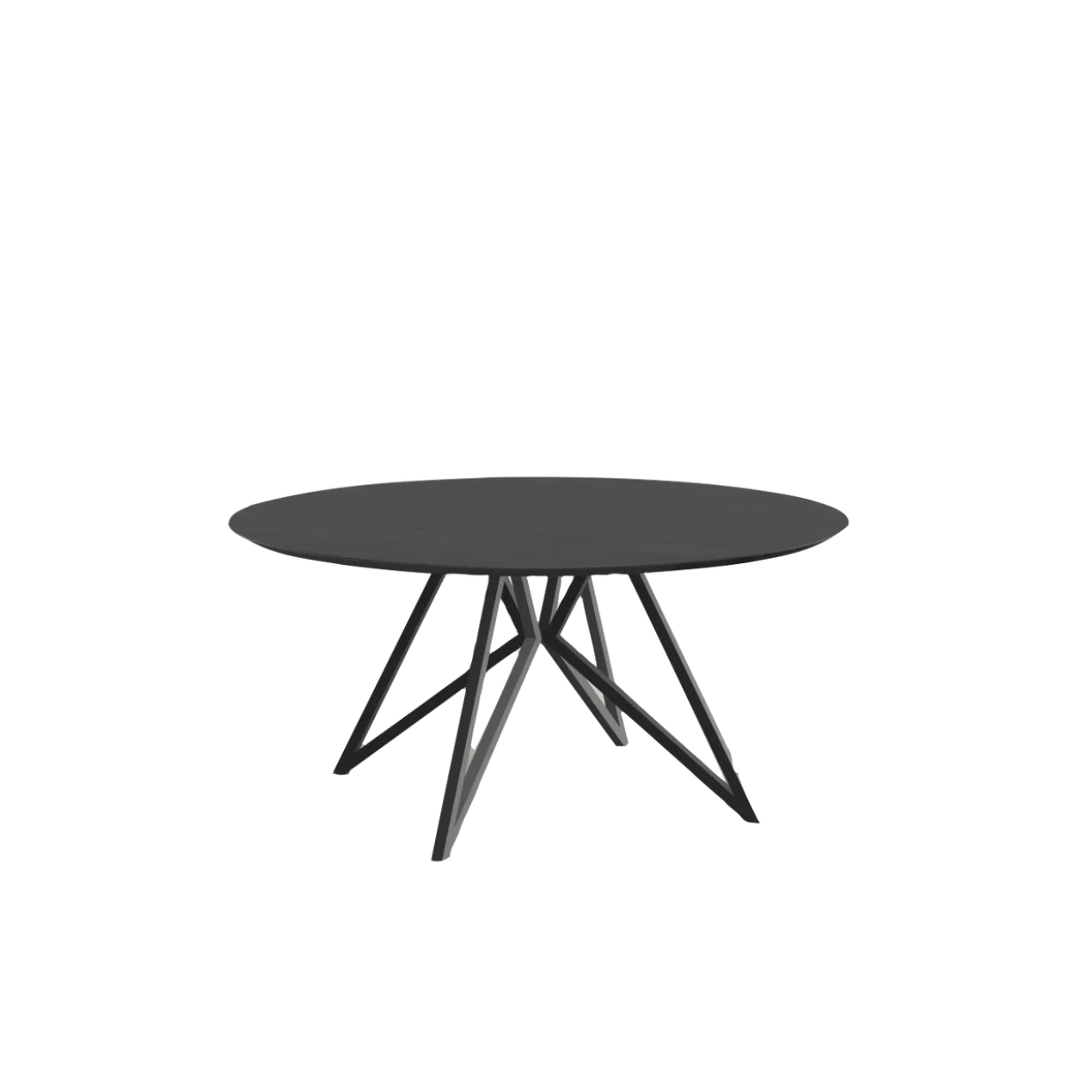 Studio HENK tafel Butterfly Rond QuadpodXL - zwart frame, zwarte beits ⌀180 | Zwarte Beits | Verjongde Rand | Frame Zwart