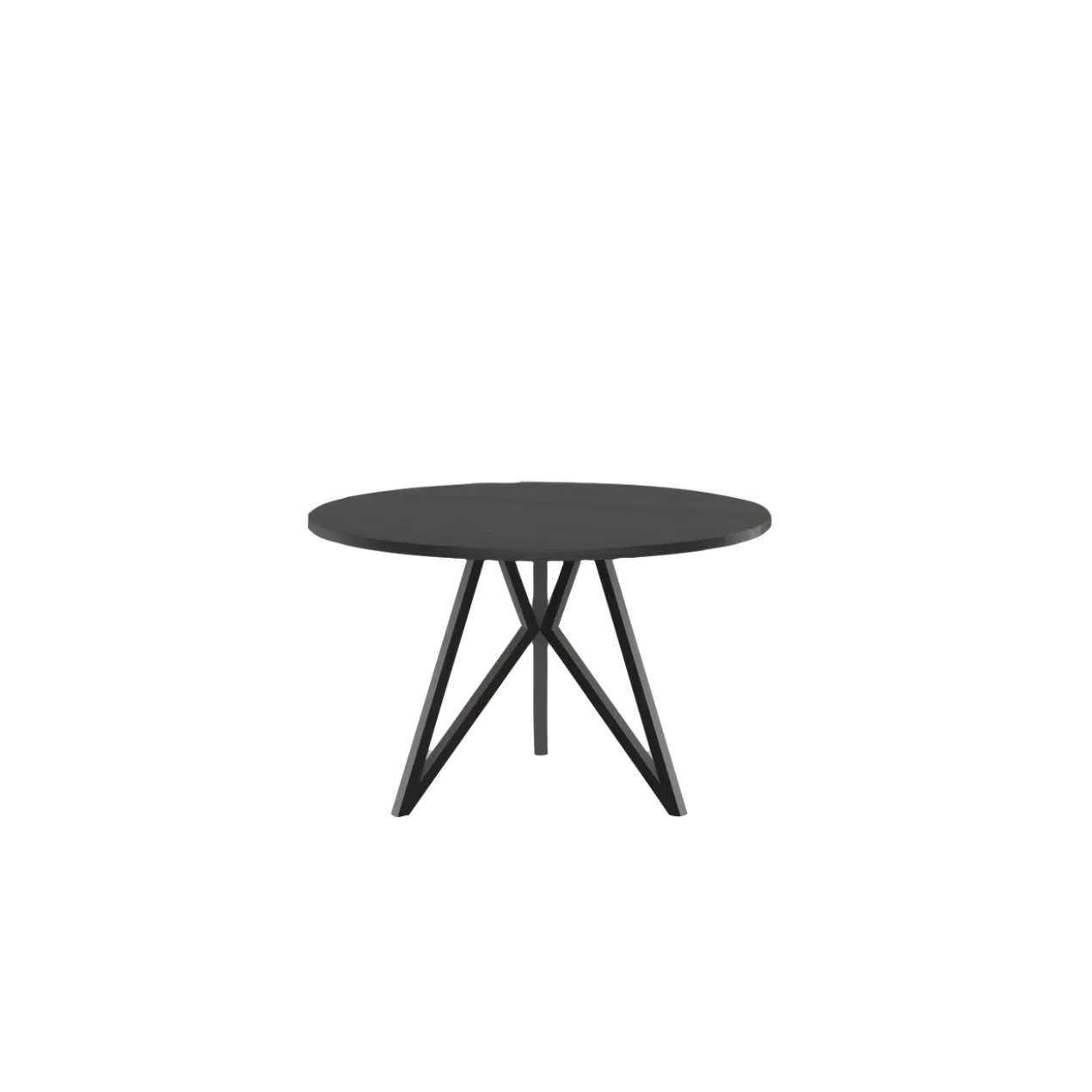 Studio HENK tafel Butterfly Rond Tripod - zwart frame, zwarte beits ⌀110 | Zwarte Beits | Rechte Rand | Frame Zwart