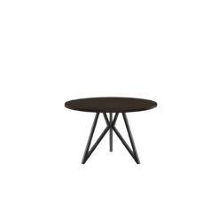 Studio HENK tafel Butterfly Rond Tripod - zwart frame, gerookte beits ⌀110 | Gerookte Beits | Rechte Rand | Frame Zwart