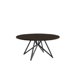 Studio HENK tafel Butterfly Rond QuadpodXL - zwart frame, gerookte beits ⌀170 | Gerookte Beits | Rechte Rand | Frame Zwart