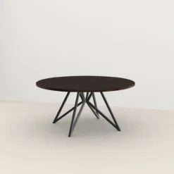 Studio HENK tafel Butterfly Rond QuadpodXL - zwart frame, gerookte beits ⌀180 | Gerookte Beits | Rechte Rand | Frame Zwart