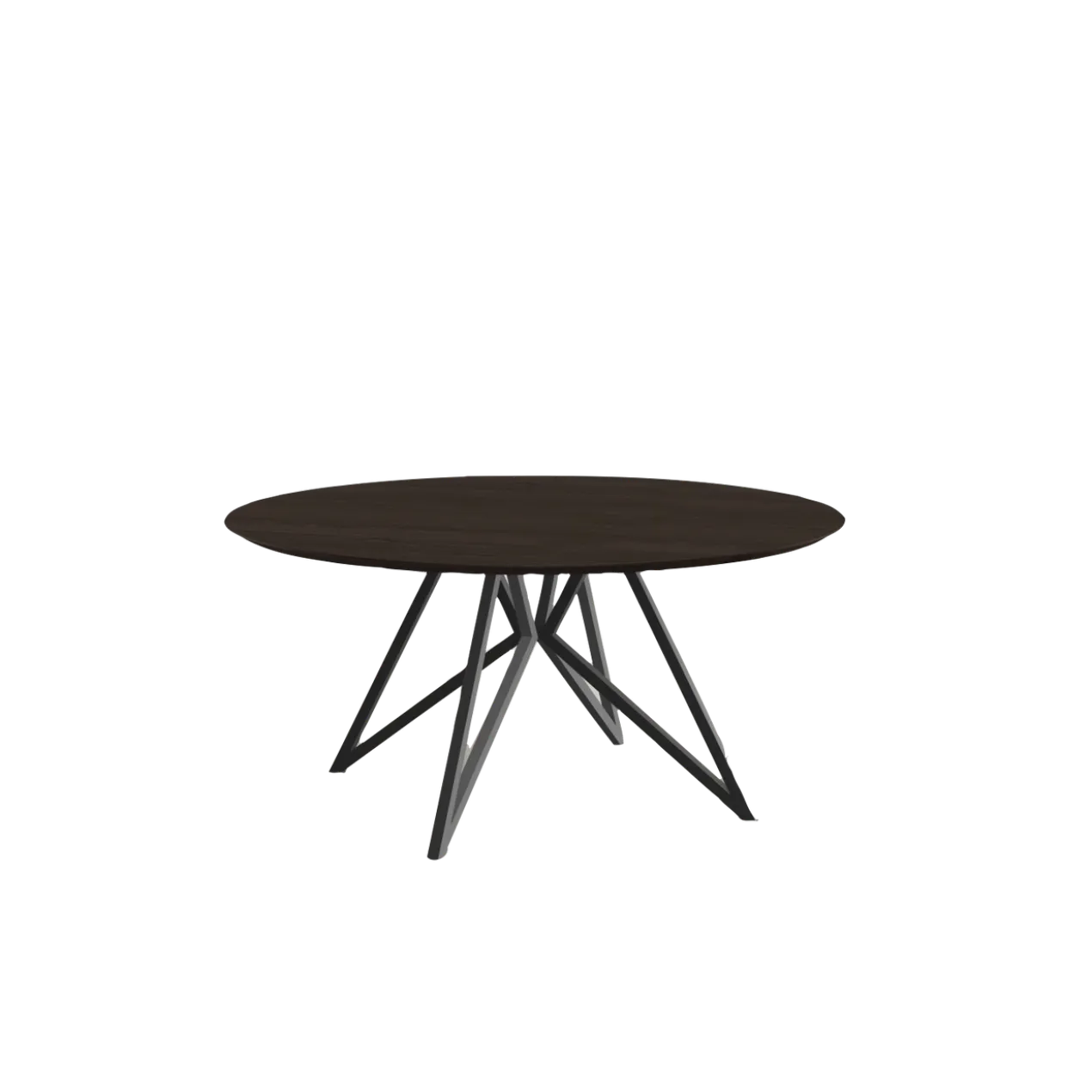 Studio HENK tafel Butterfly Rond QuadpodXL - zwart frame, gerookte beits ⌀180 | Gerookte Beits | Verjongde Rand | Frame Zwart