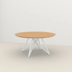 Studio HENK tafel Butterfly Rond QuadpodXL - wit frame, hardwax light 3041 ⌀180 | HWO NL 3041 | Verjongde Rand | Frame Wit