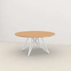Studio HENK tafel Butterfly Rond QuadpodXL - wit frame, hardwax light 3041 ⌀160 | HWO NL 3041 | Rechte Rand | Frame Wit
