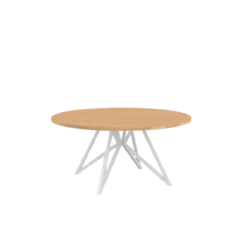 Studio HENK tafel Butterfly Rond QuadpodXL - wit frame, hardwax light 3041 ⌀180 | HWO NL 3041 | Rechte Rand | Frame Wit