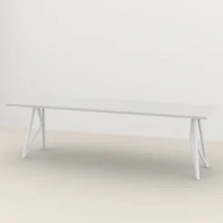 Studio HENK tafel Butterfly Rechthoekig - wit frame, HPL Fenix bianco kos 240 x 90 | HPL Fenix Bianco Kos | Rechte Rand | Frame Wit