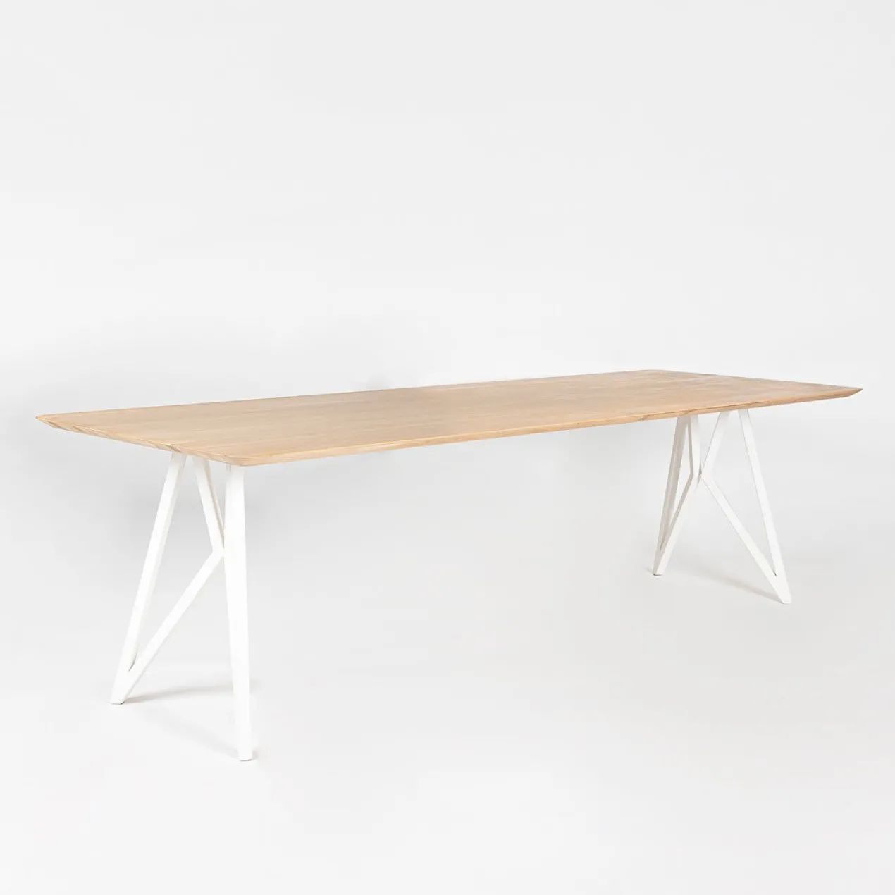 Studio HENK tafel Butterfly Rechthoekig - wit frame, HPL Fenix bianco kos 220 x 90 | HPL Fenix Bianco Kos | Rechte Rand | Frame Wit